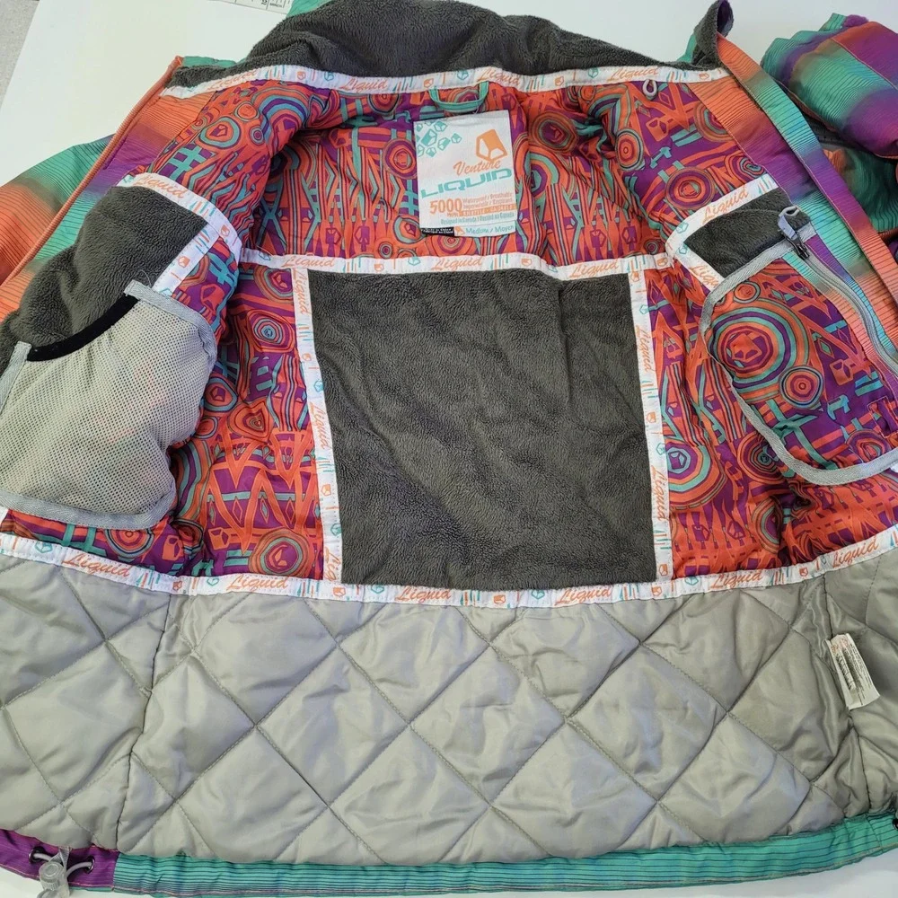 Liquid Venture Ski Snowboard Jacket Kids M‎ Rainbow Stripe Waterproof Breathable